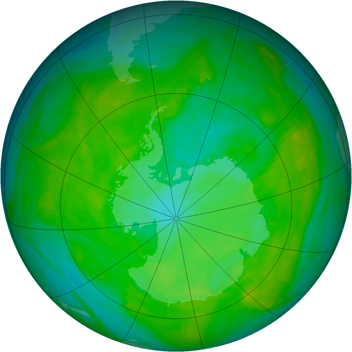 Antarctic ozone map for 02 January 1989